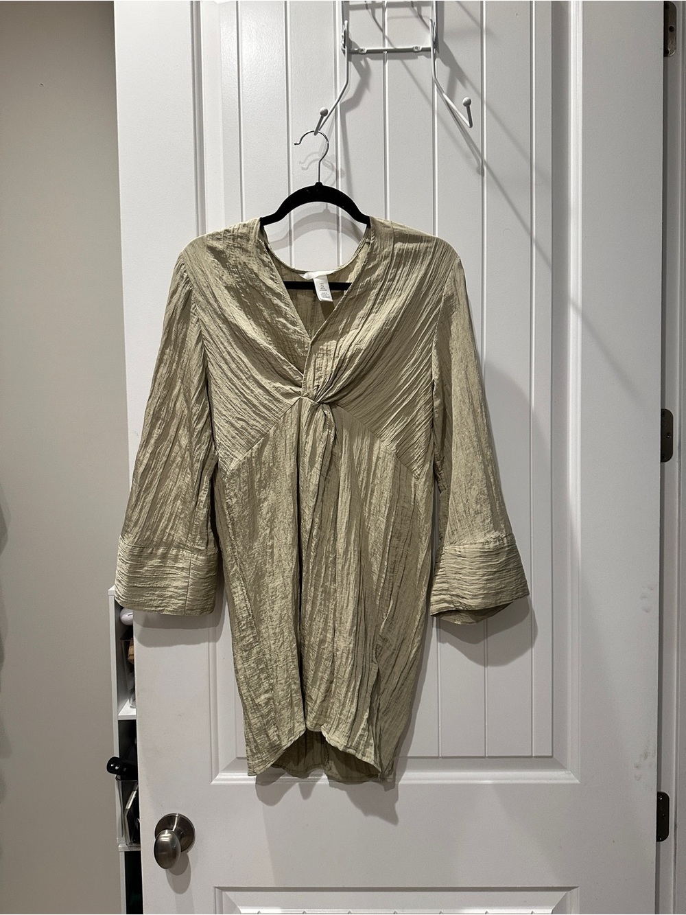 H&M Knot-Front Mini Dress in Sage Green